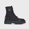 Celine Women Bulky Laced Up Boot in Nylon and Shiny Bull