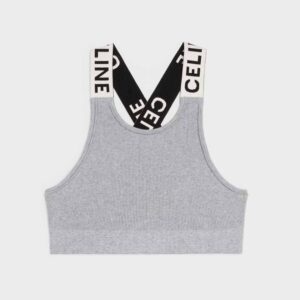 Celine Women Crossback Sports Bra in Athletic Knit-Silver