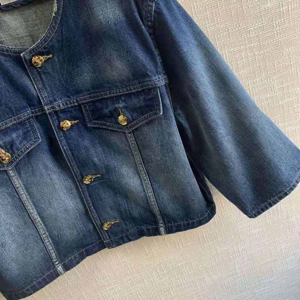 Celine Women Jacket with Pure Collar in Dark Union Wash Denim 8 Celine Women Jacket with Pure Collar in Dark Union Wash Denim - Image 8