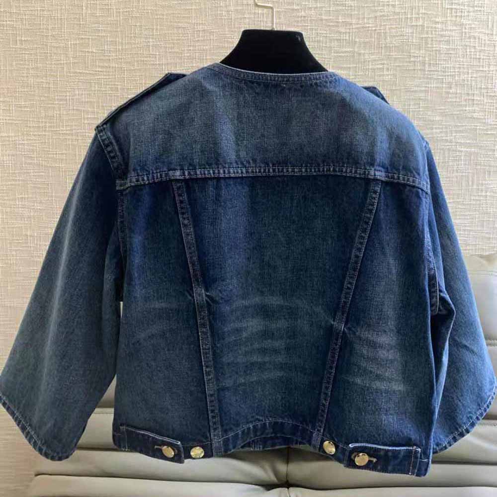Celine Women Jacket with Pure Collar in Dark Union Wash Denim 5 Celine Women Jacket with Pure Collar in Dark Union Wash Denim - Image 5