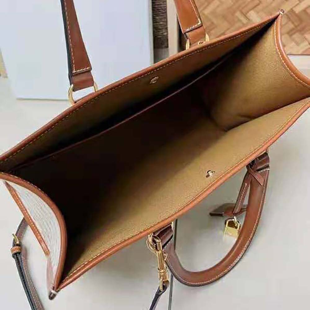Celine Women Mini Horizontal Cabas in Triomphe Canvas and Calfskin-Beige 9 Celine Women Mini Horizontal Cabas in Triomphe Canvas and Calfskin-Beige - Image 9