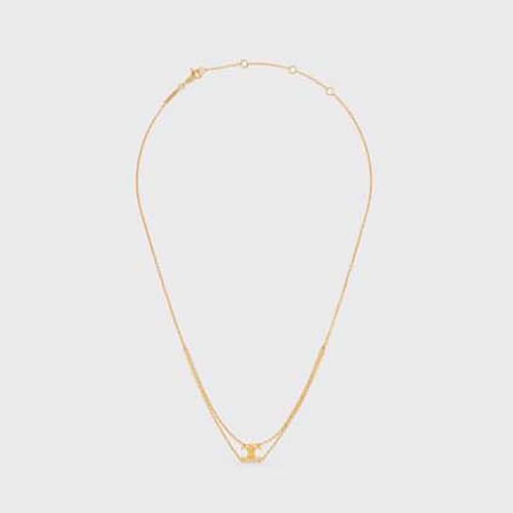 Celine Women Triomphe Suspended Necklace In Brass With Gold Finish