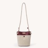 Chloe Women Small Key Bucket Bag in Shiny Calfskin Leather-Maroon
