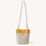 Chloe Women Small Key Bucket Bag in Shiny Calfskin Leather-Yellow