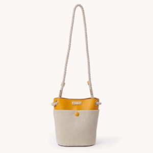 Chloe Women Small Key Bucket Bag in Shiny Calfskin Leather-Yellow