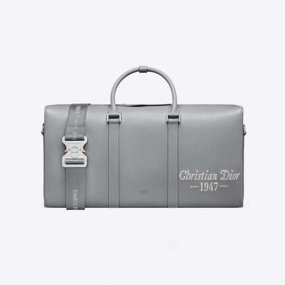Dior Men Saddle Bag Dior Gray Grained Calfskin with Christian Dior 1947
