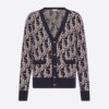 Dior Men Oblique Cardigan Navy Blue Wool Jacquard