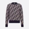 Dior Men Oblique Sweater Navy Blue Wool Jacquard