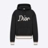 Dior Men Oversized Hooded Sweatshirt Black Organic Cotton Fleece