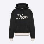 Dior Men Oversized Hooded Sweatshirt Black Organic Cotton Fleece