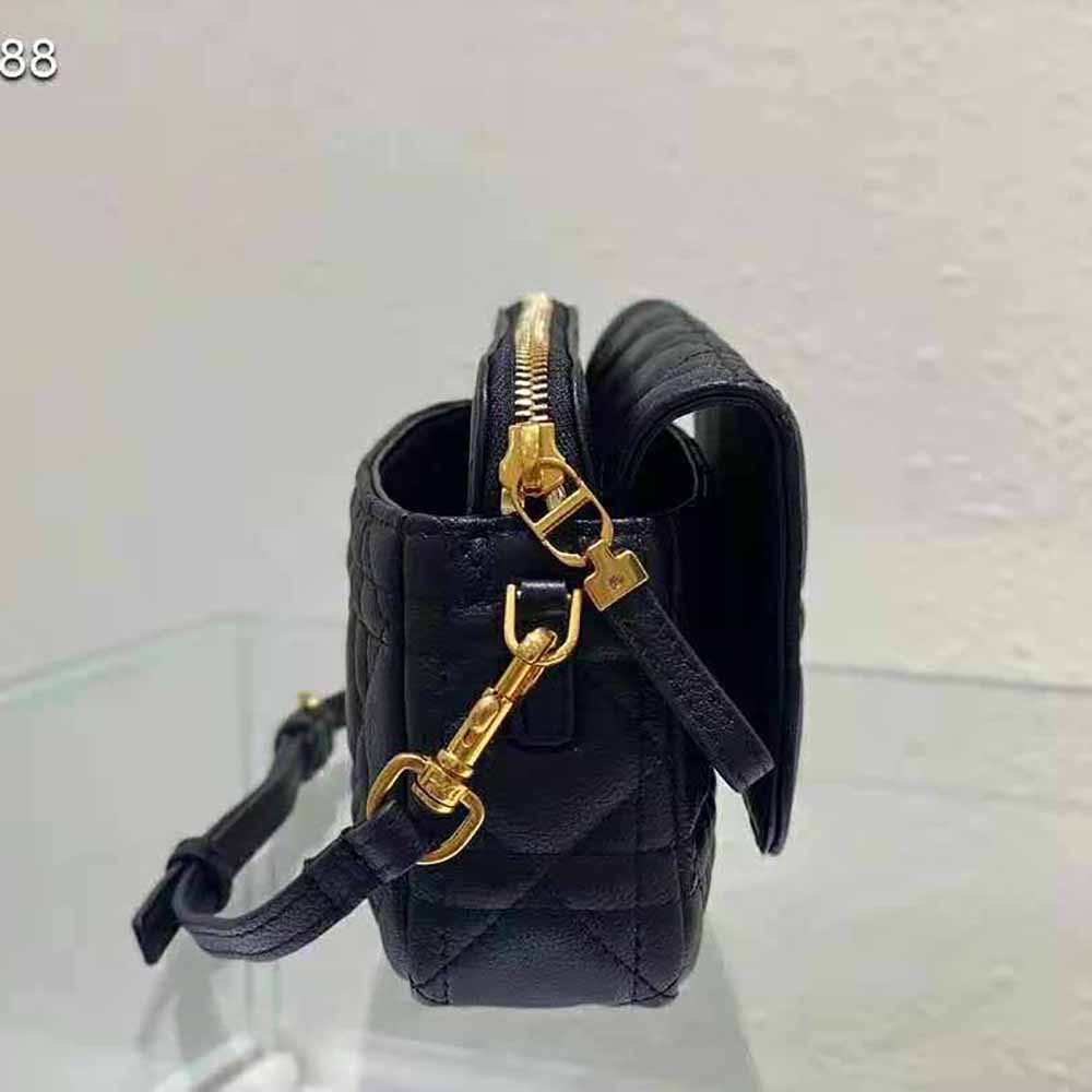 Dior Women Caro Pouch with Chain Black Supple Cannage Calfskin 8 Dior Women Caro Pouch with Chain Black Supple Cannage Calfskin - Image 8