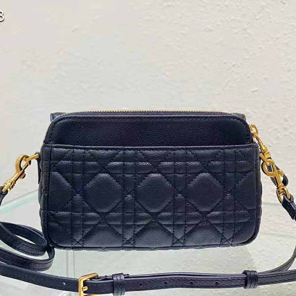 Dior Women Caro Pouch with Chain Black Supple Cannage Calfskin 3 Dior Women Caro Pouch with Chain Black Supple Cannage Calfskin - Image 3