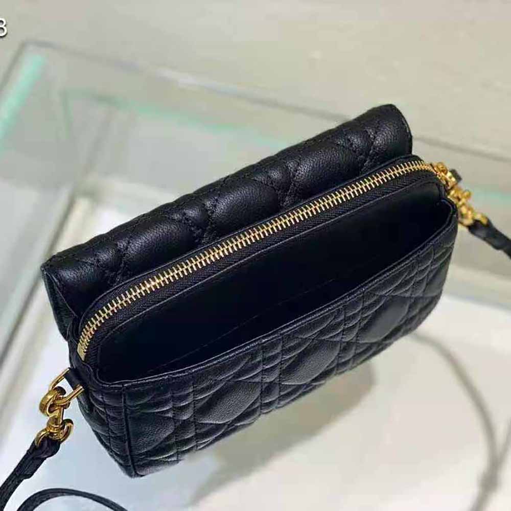 Dior Women Caro Pouch with Chain Black Supple Cannage Calfskin 7 Dior Women Caro Pouch with Chain Black Supple Cannage Calfskin - Image 7
