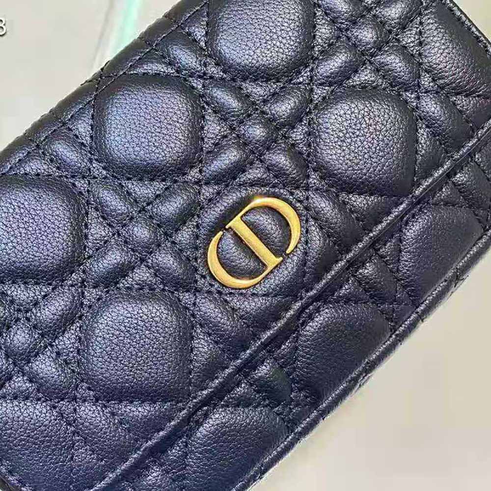 Dior Women Caro Pouch with Chain Black Supple Cannage Calfskin 9 Dior Women Caro Pouch with Chain Black Supple Cannage Calfskin - Image 9