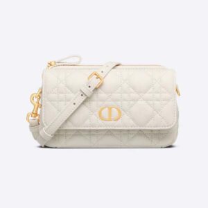 Medium Dior Caro Bag Ivory Supple Cannage Calfskin