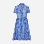 Dior Women Dioriviera Mid-Length Shirt Dress Bright Blue Cotton Voile