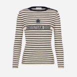 Dior Women Dioriviera Sweater Ecru and Navy Blue Linen Cashmere and Silk Knit