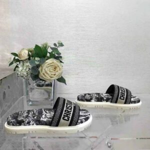 dway slide deep blue toile de jouy reverse embroidered cotton