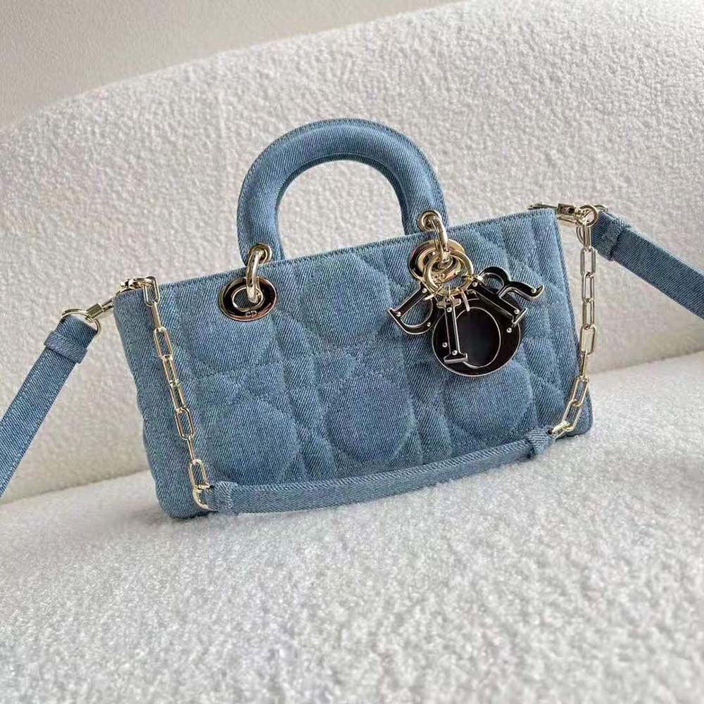 Dior Women Lady D-Joy Bag Blue Cannage Denim 3 Dior Women Lady D-Joy Bag Blue Cannage Denim - Image 3
