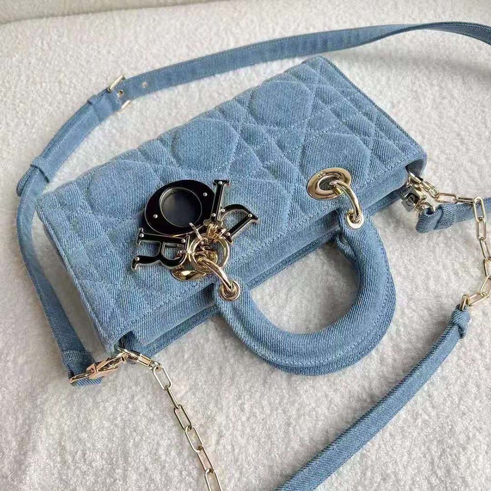Dior Women Lady D-Joy Bag Blue Cannage Denim 6 Dior Women Lady D-Joy Bag Blue Cannage Denim - Image 6