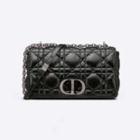 Dior Women Large Dior Caro Bag Black Quilted Macrocannage Calfskin