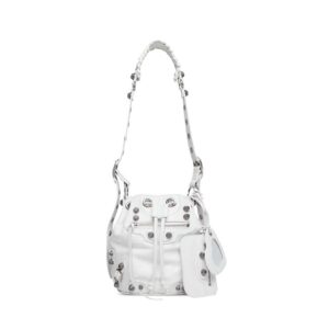Dior Women Le Cagole XS Bucket Bag in White Arena Lambskin