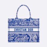 Dior Women Medium Dior Book Tote Fluorescent Blue Toile de Jouy Reverse Embroidery