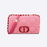 Dior Women Medium Dior Caro Bag Bright Pink Macrocannage Denim