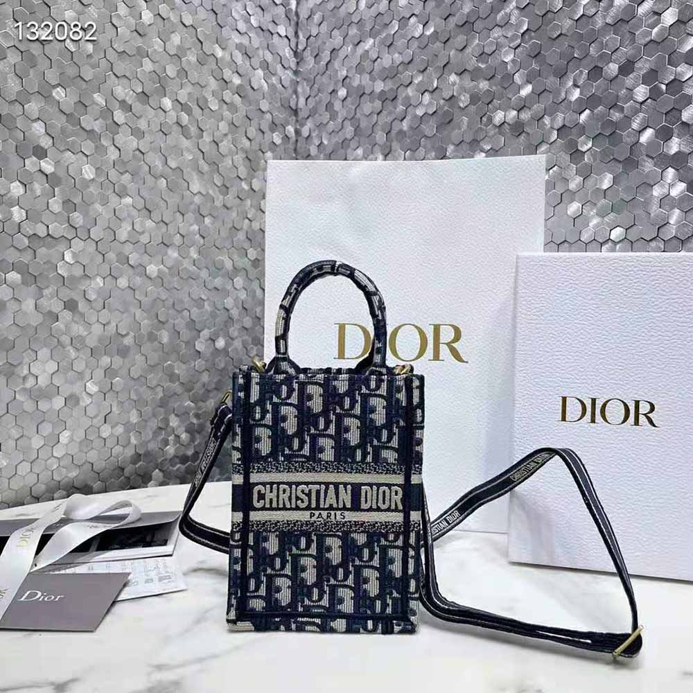 Dior Mini Embroidery Book Tote Phone Bag