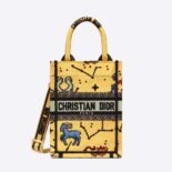 Dior Women Mini Dior Book Tote Phone Bag Yellow Multicolor Dior Pixel Zodiac Embroidery