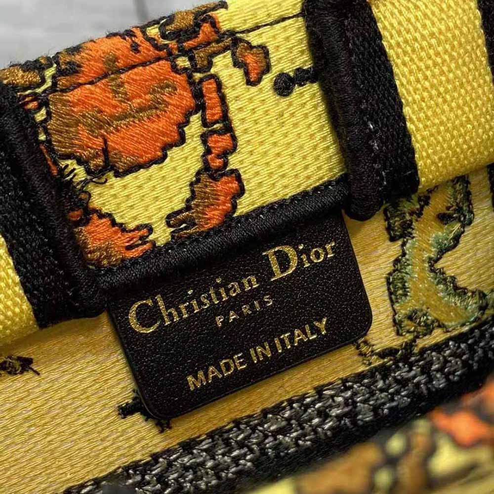 Dior Women Mini Dior Book Tote Phone Bag Yellow Multicolor Dior Pixel Zodiac Embroidery 10 Dior Women Mini Dior Book Tote Phone Bag Yellow Multicolor Dior Pixel Zodiac Embroidery - Image 10