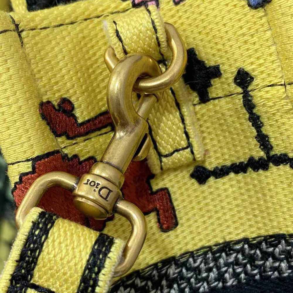 Dior Women Mini Dior Book Tote Phone Bag Yellow Multicolor Dior Pixel Zodiac Embroidery 9 Dior Women Mini Dior Book Tote Phone Bag Yellow Multicolor Dior Pixel Zodiac Embroidery - Image 9