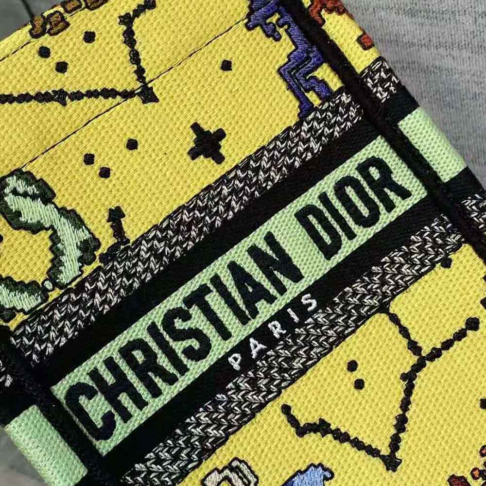 Dior Women Mini Dior Book Tote Phone Bag Yellow Multicolor Dior Pixel Zodiac Embroidery 8 Dior Women Mini Dior Book Tote Phone Bag Yellow Multicolor Dior Pixel Zodiac Embroidery - Image 8
