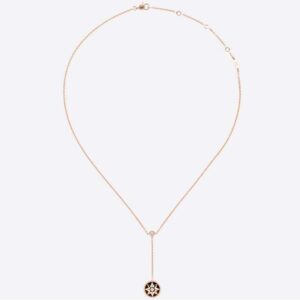 Dior Women Rose Des Vents Necklace Pink Gold Diamonds and Ony