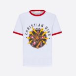 Dior Women Vibe T-shirt White Cotton Jersey with Red Lion Motif