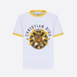 Dior Women Vibe T-shirt White Cotton Jersey with Yellow Tiger Motif