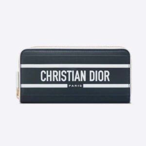 Dior Women Vibe Voyageur Wallet Blue Calfskin