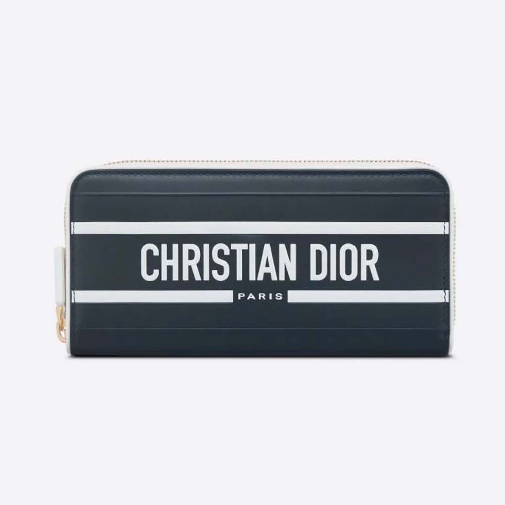 Dior Women Vibe Voyageur Wallet Blue Calfskin