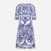 Dolce Gabbana D&G Women Majolica-Print Charmeuse Midi Dress