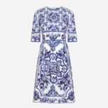 Dolce Gabbana D&G Women Majolica-Print Charmeuse Midi Dress