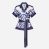 Dolce Gabbana D&G Women Majolica-Print Twill Shirt with Belt 11 Dolce Gabbana D&G Women Majolica-Print Twill Shirt with Belt