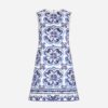 Dolce Gabbana D&G Women Short Majolica-Print Brocade Dress