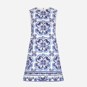 Dolce Gabbana D&G Women Short Majolica-Print Brocade Dress