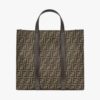 Fendi Men Shopper FF Jacquard Fabric Bag