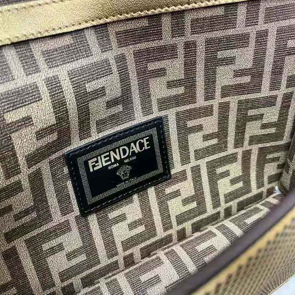 Fendi Women Baguette Brooch Fendace Bag in Gold Perforated Leather 10 Fendi Women Baguette Brooch Fendace Bag in Gold Perforated Leather - Image 10