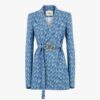 Fendi Women Light Blue Chambray Jacket with Peak Lapels and Breast Pocket