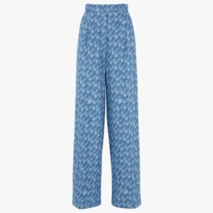 Fendi Women Light Blue Chambray Pants
