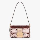 Fendi Women Mini Baguette 1997 Pink Leather and Sequinned Bag