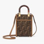 Fendi Women Mini Sunshine Shopper Brown FF Fabric Mini-Bag