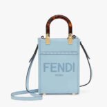 Fendi Women Mini Sunshine Shopper Light Blue Leather Mini Bag
